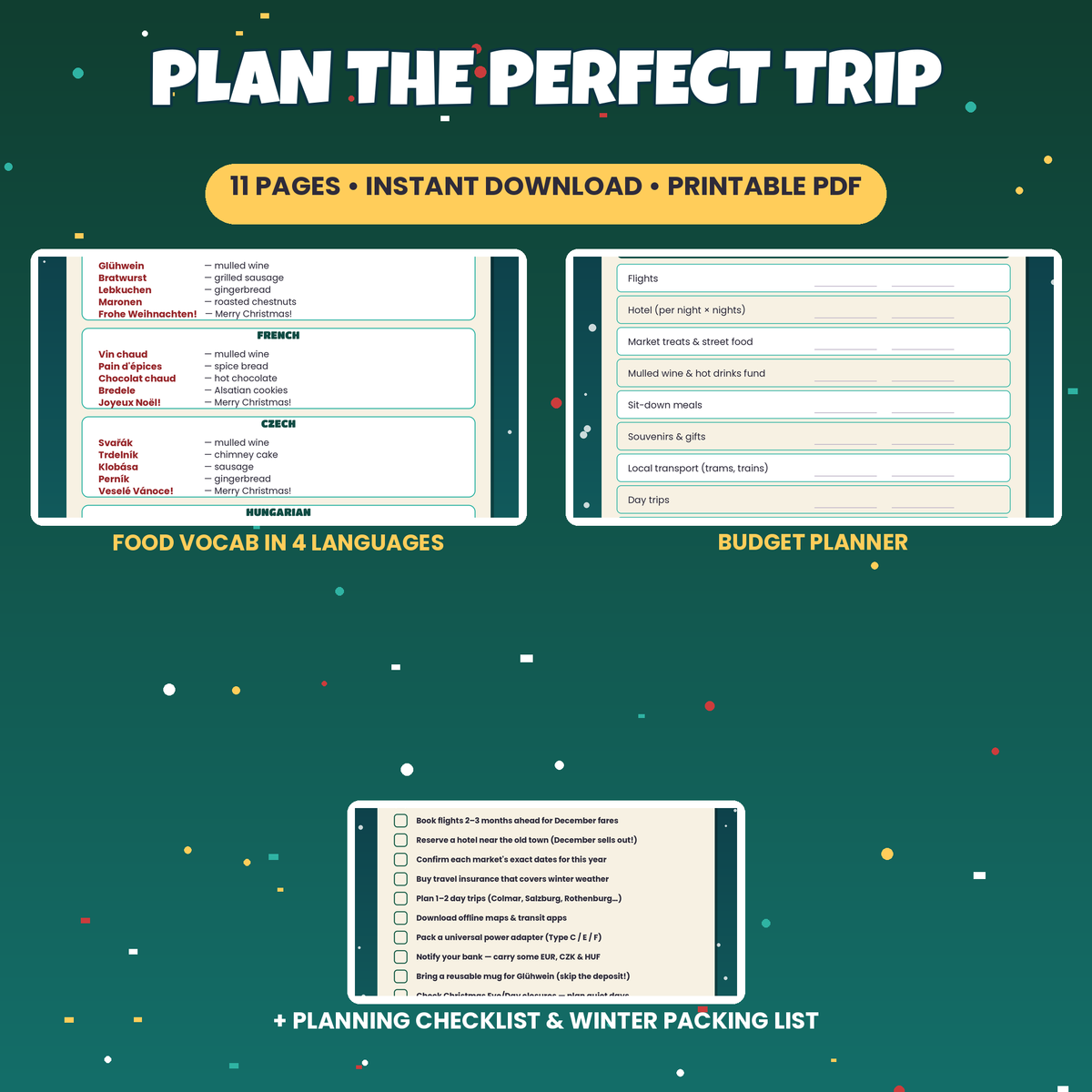 European Christmas Markets Travel Guide | Strasbourg Vienna Nuremberg Prague Budapest | Printable