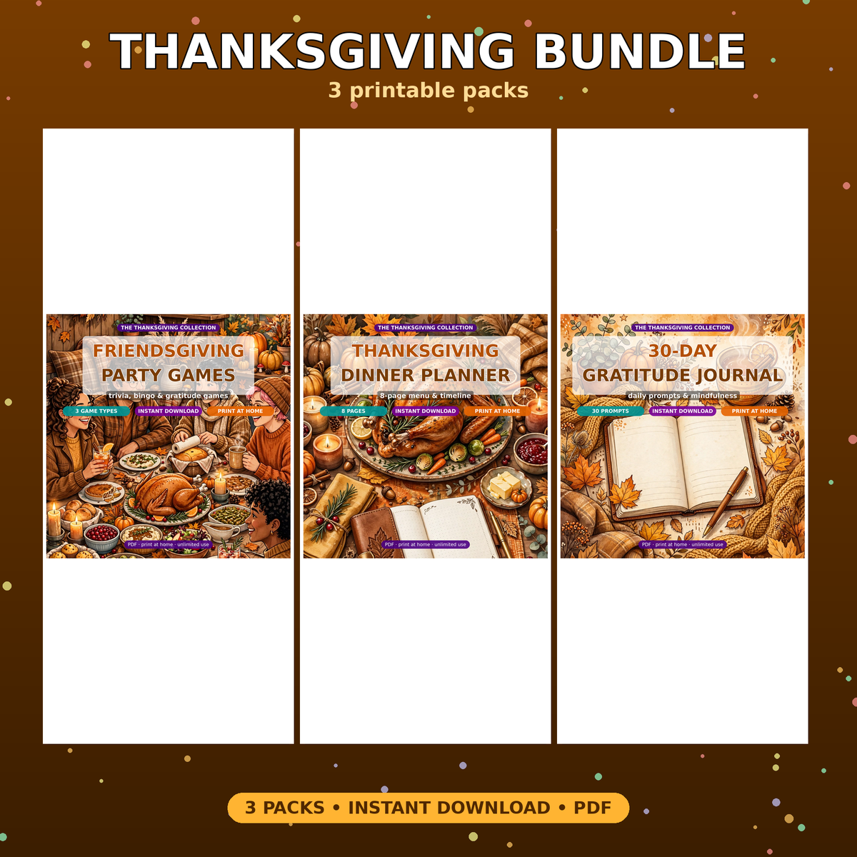 Friendsgiving Party Games Bundle | 10 Printable Games: Trivia, Bingo, Would You Rather & Gratitude Game | Instant Download