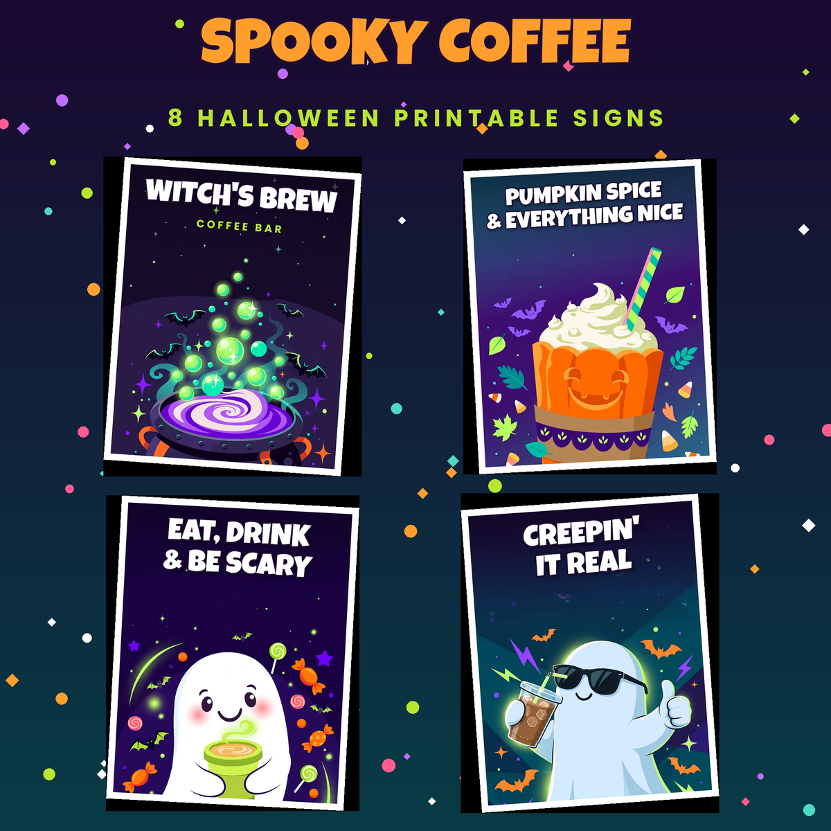 Spooky Coffee Pack — 8 Halloween Coffee Bar Printables