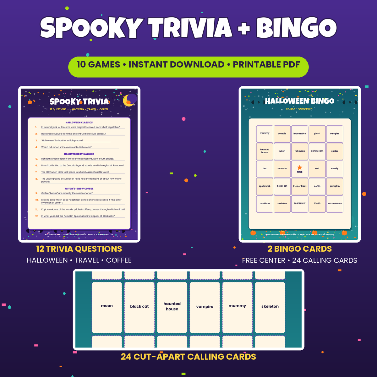Halloween Party Games Bundle — 10 Printable Games